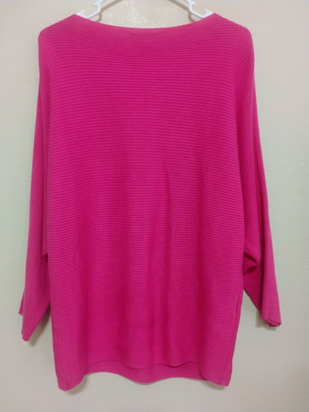 CeCe Pink Ribbed Dolman Sleeve Sweater M Cotton Modal Knit - Picture 4 of 4
